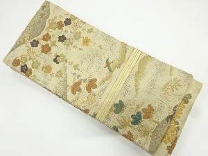 アンティーク　遠山に松竹梅・鳥模様織り出し半幅帯（材料）